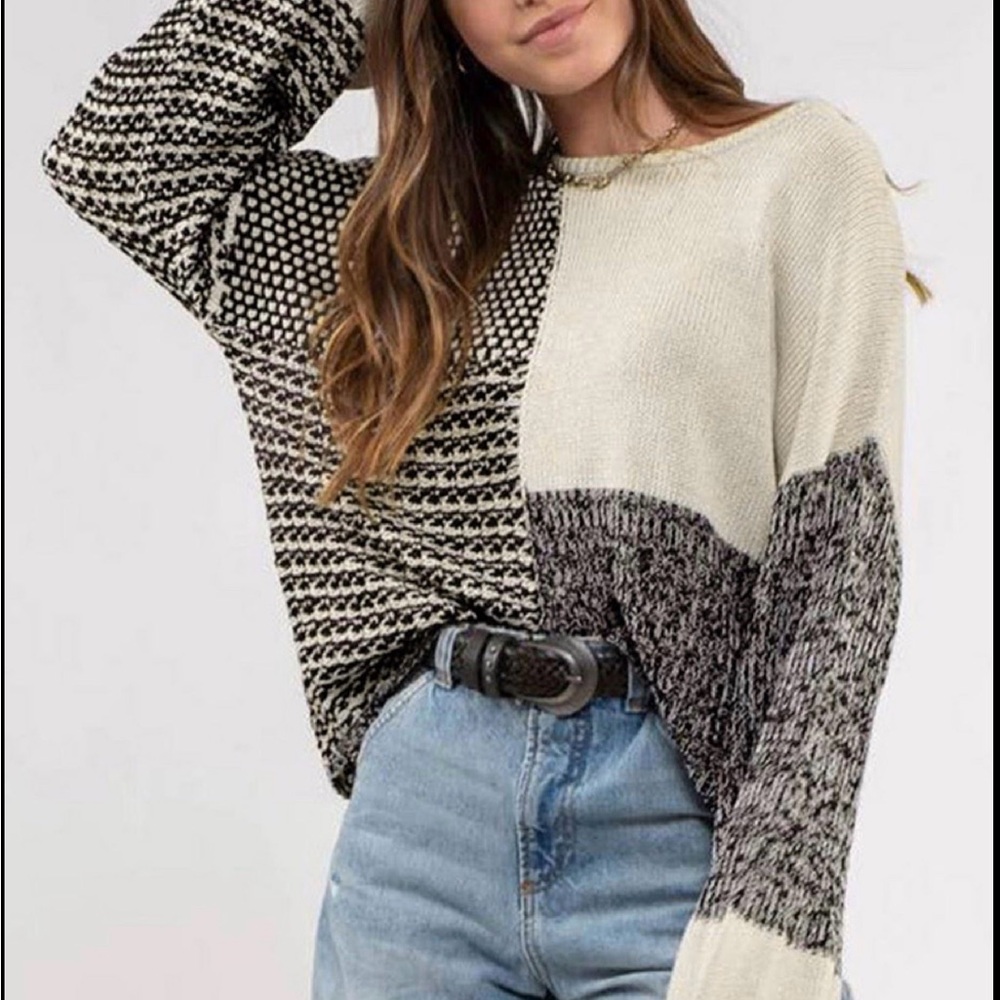Stylish Black and Cream Women's Sweater
